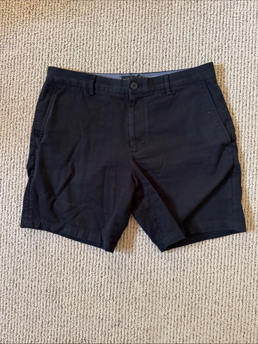 Club Monaco Black Flat-Front Chino Shorts